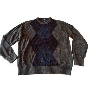 Dockers Mens Argyle Pullover Sweater L/G Brown & Navy Acrylic Blend